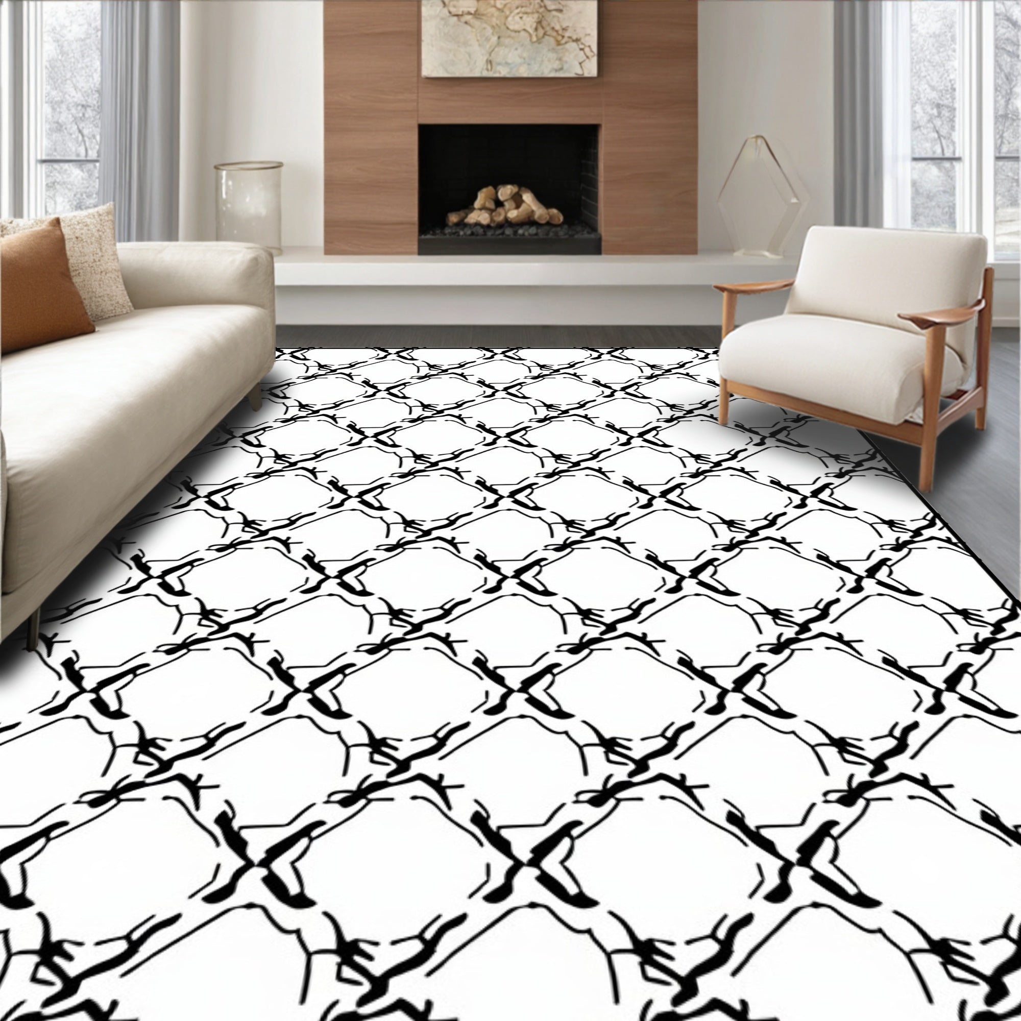 Interlocking Diamond Abstract Motif Rug