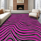 Vivid Pink Abstract Wave Pattern Rug