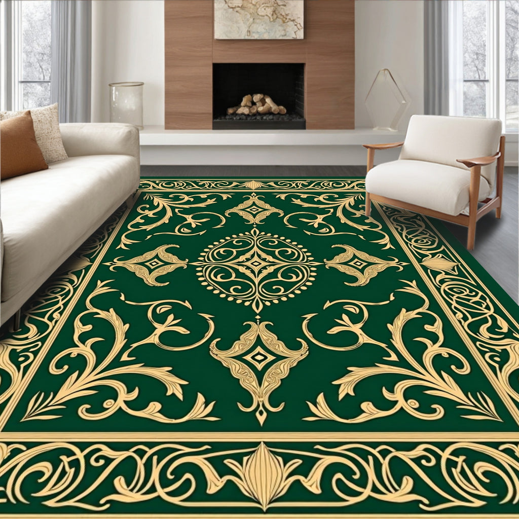 Emerald Green Golden Vine Manor Rug