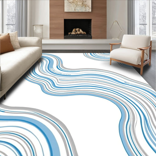 Abstract Blue Gray Swirls Rug