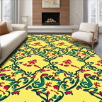 Emerald Green Crimson Floral Tapestry Rug