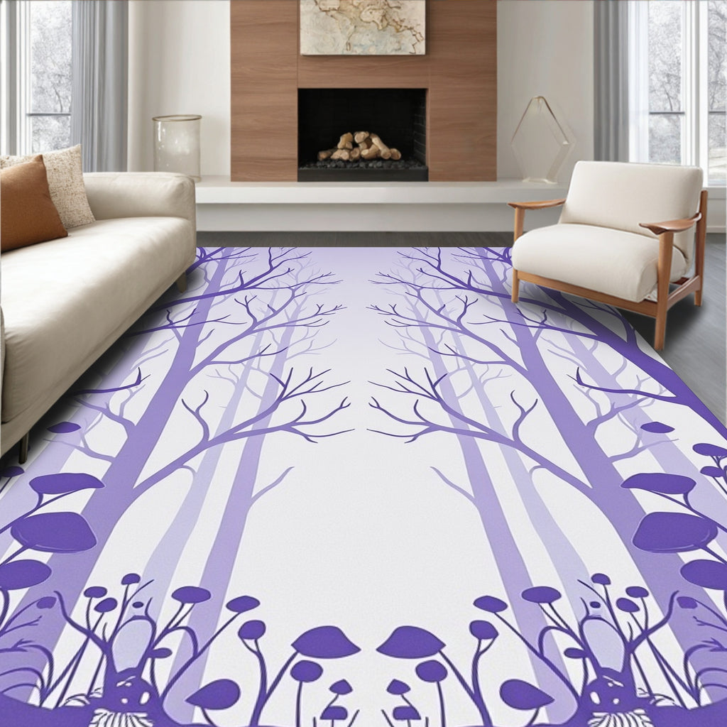 Lavender Forest Silhouette Whimsical Rug