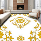 Golden Floral Medallion Decorative Pattern Rug