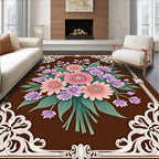 Ornate Floral Bouquet Patterned Rug