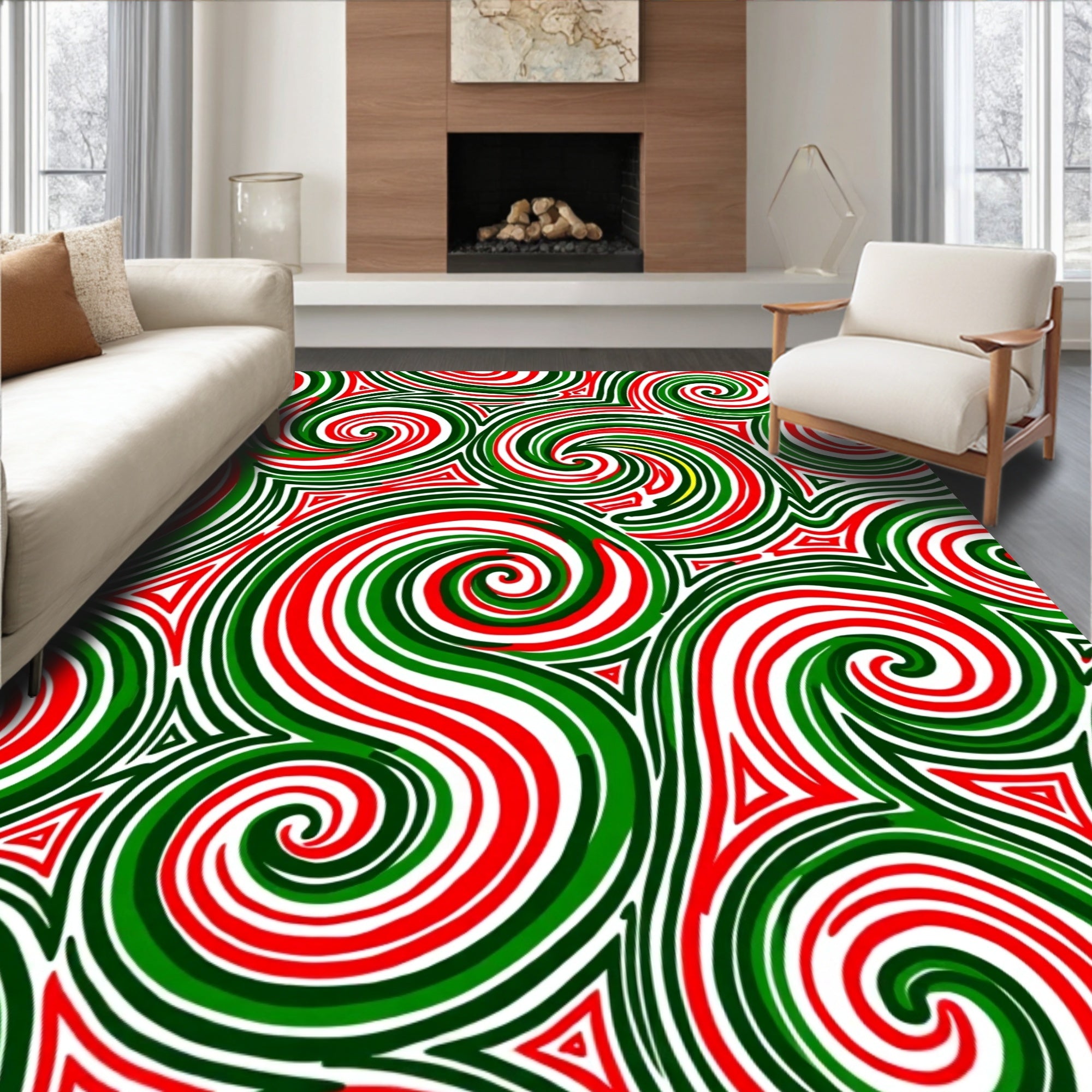 Swirling Festive Pattern Rug