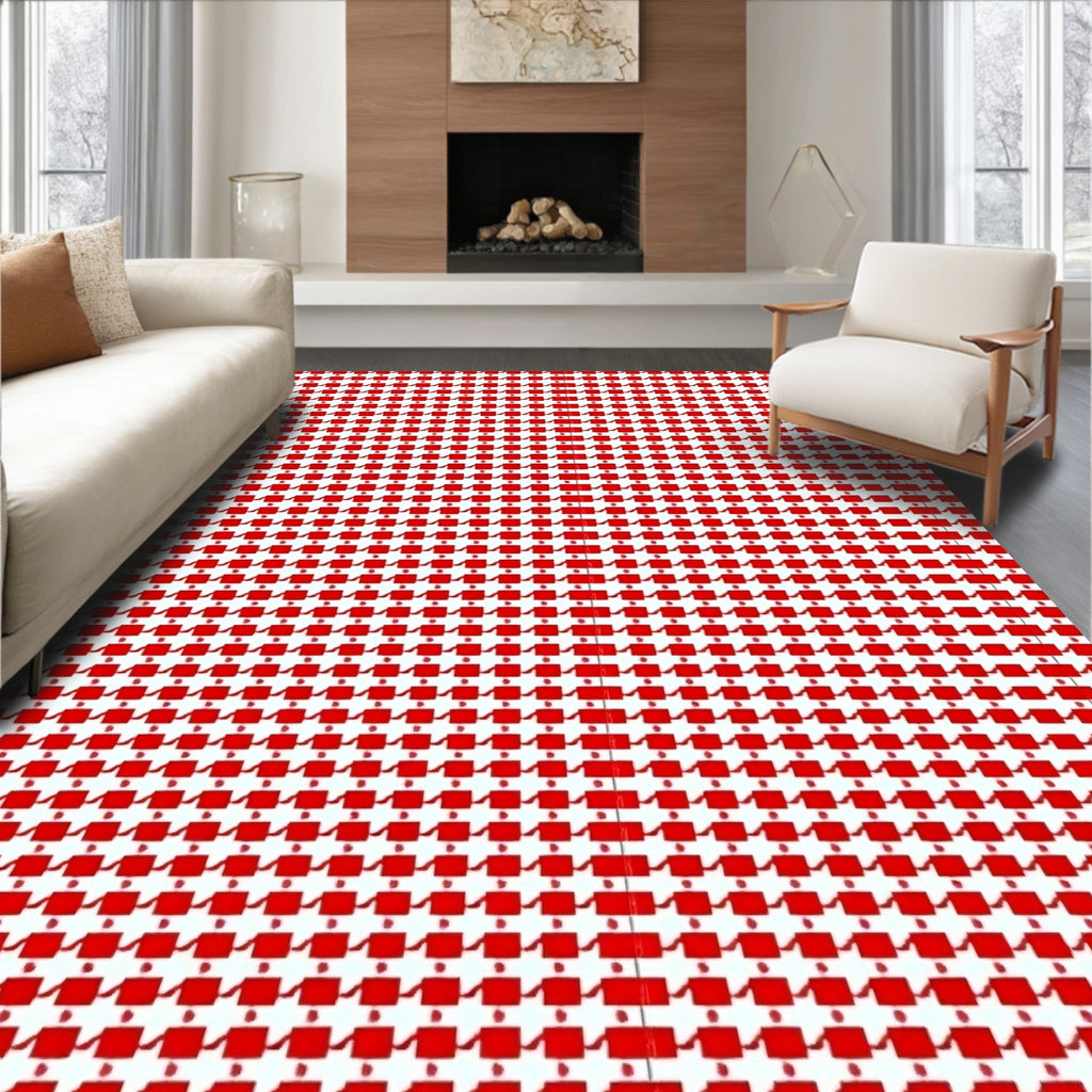 Classic Houndstooth Patterned Rug