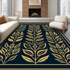 Golden Leaf Branch Pattern Design Rug