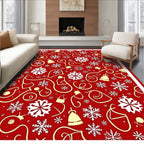 Holiday Bell Snowflake Charm Print Rug