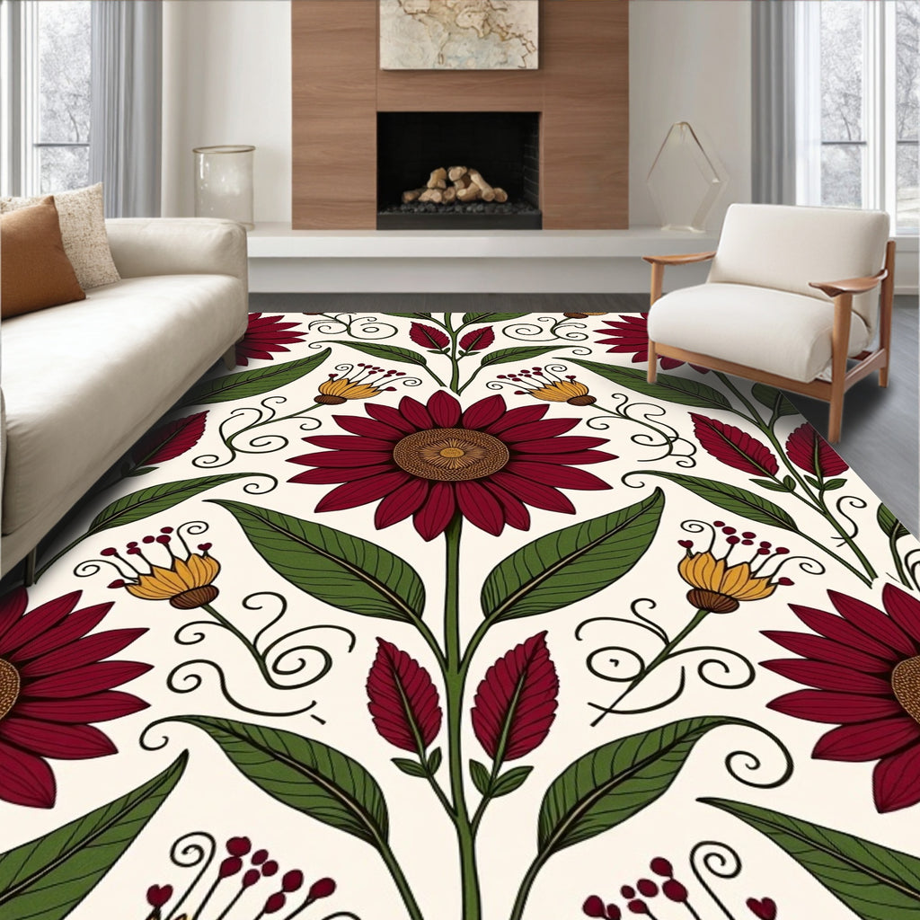 Art Nouveau Floral Pattern Rug
