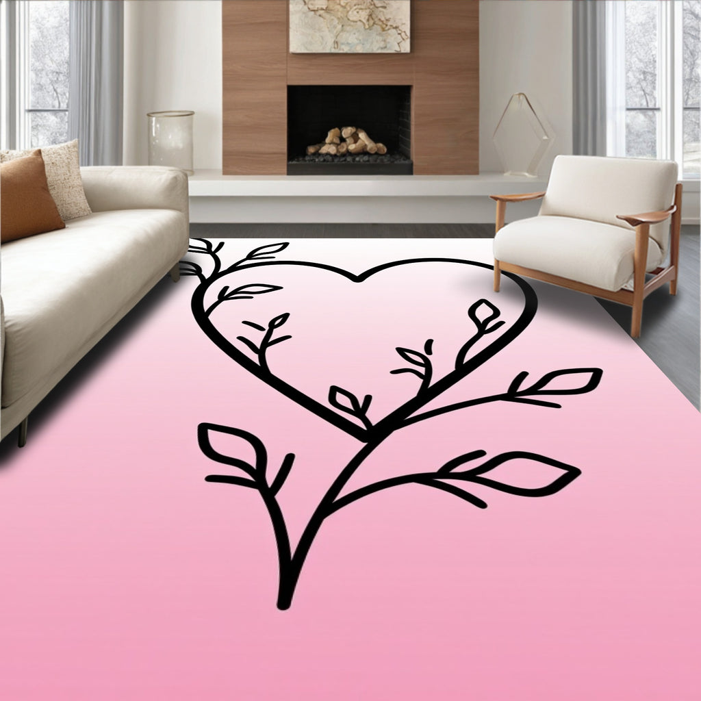 Vine Heart With Leaves Design Rug