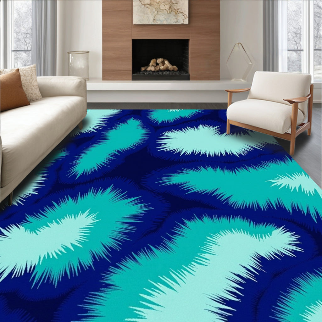 Abstract Teal Aquamarine Shaggy Rug