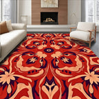 Bold Red Floral Mandala Design Rug