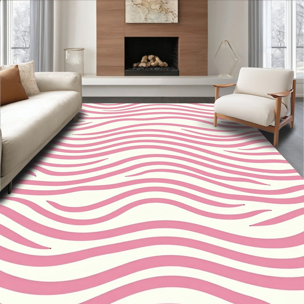 Pink Wave Pattern Abstract Design Rug