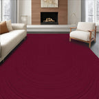 Maroon Abstract Curved Lines Rug
