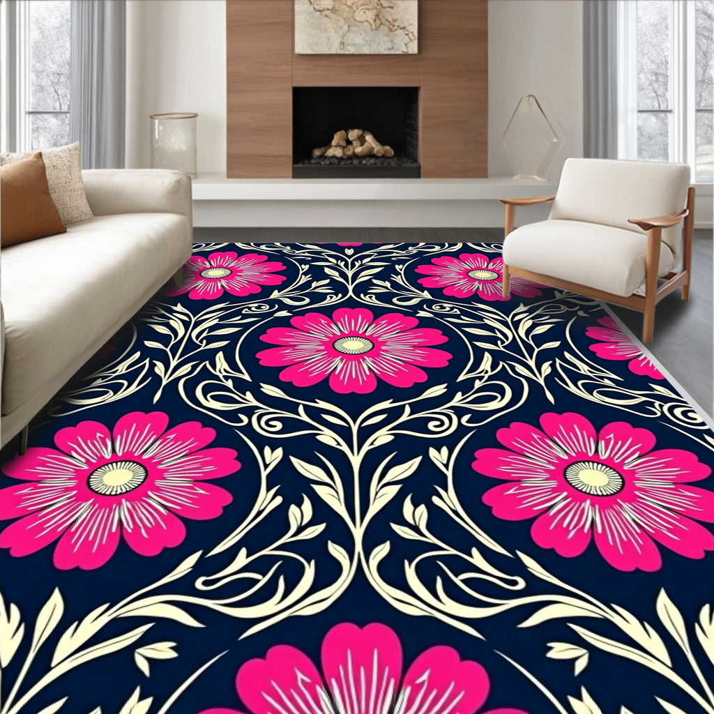 Bold Floral Vine Art Nouveau Rug