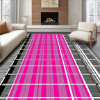 Retro Pink And Black Stripe Pattern Rug