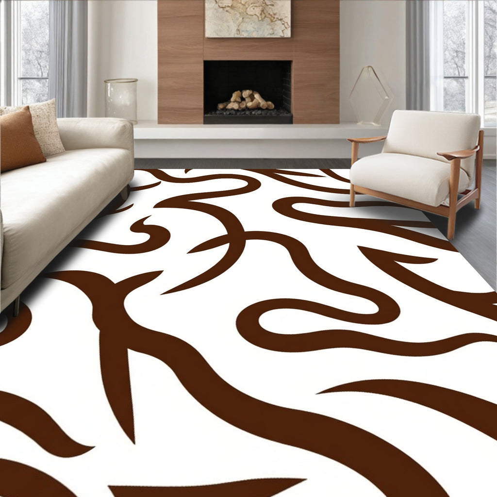 Brown Swirl Abstract Art Rug
