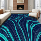 Abstract Teal Wavy Lines Rug