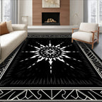 Black White Geometric Starburst Pattern Rug