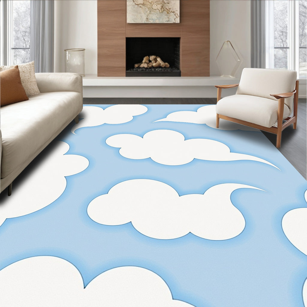 Whimsical Cloud Pattern Art Rug