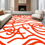 Flowing Orange Ribbon Abstract Pattern Rug