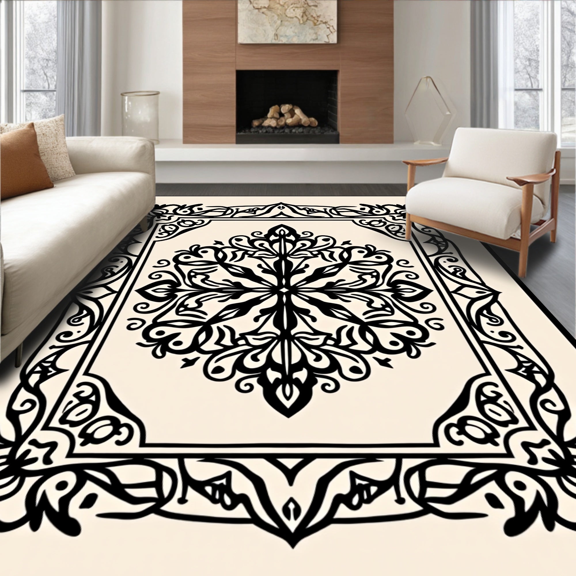Classic Floral Mandala Pattern Rug