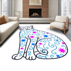 Whimsical Star Cat With Swirls Pattern Rug