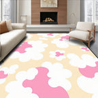 Playful Pink White Cloud Pattern Rug