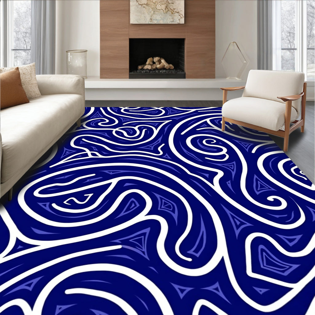 Abstract Swirl Pattern With Triangles Rug
