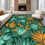 Tropical Orange Aqua Leaf Medley Rug