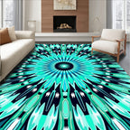 Cool Blue Radiant Mandala Design Rug