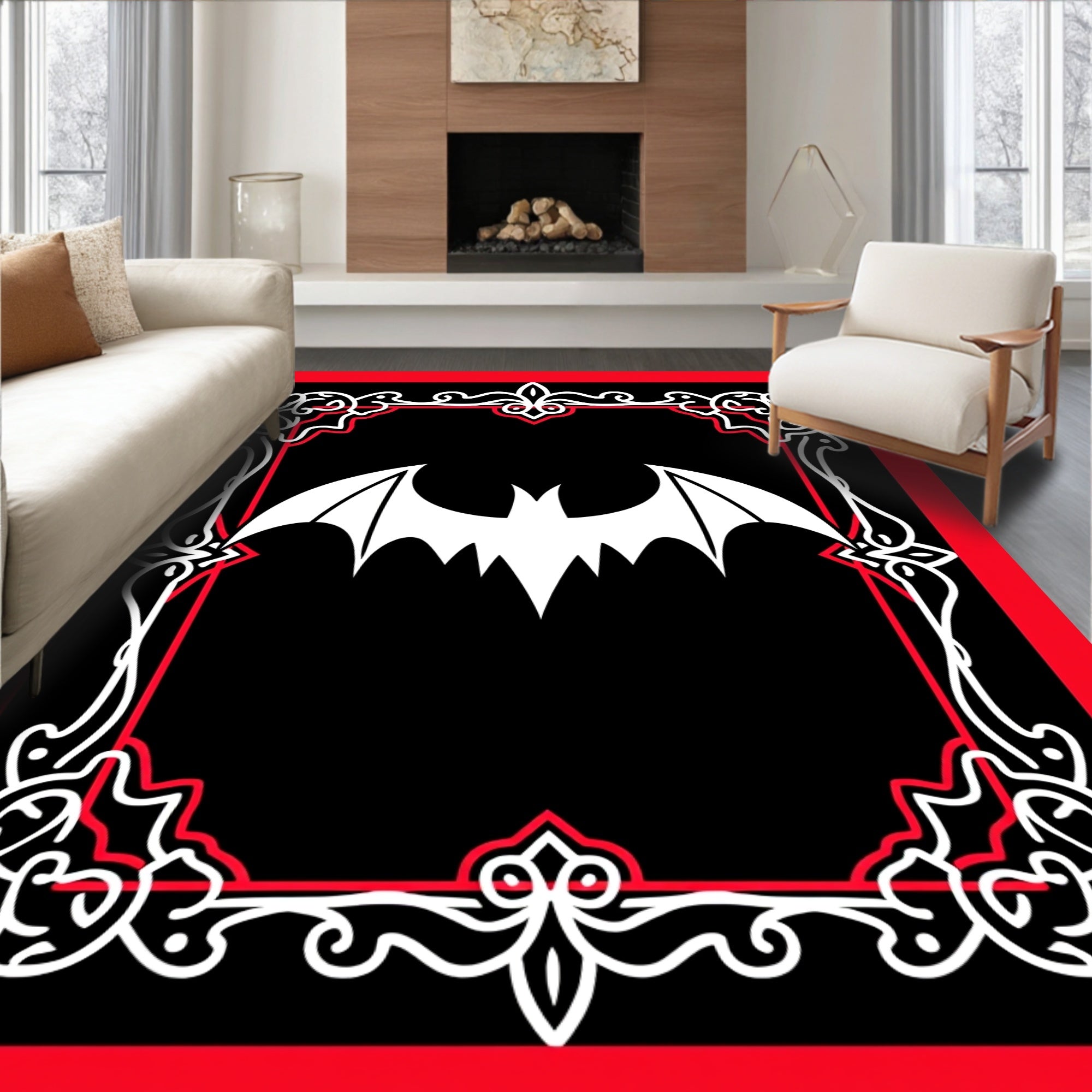 Gothic Bat Frame Designer Rug