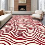 Crimson Wave Pattern Design Rug