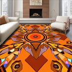 Warm Orange Abstract Geometric Design Rug