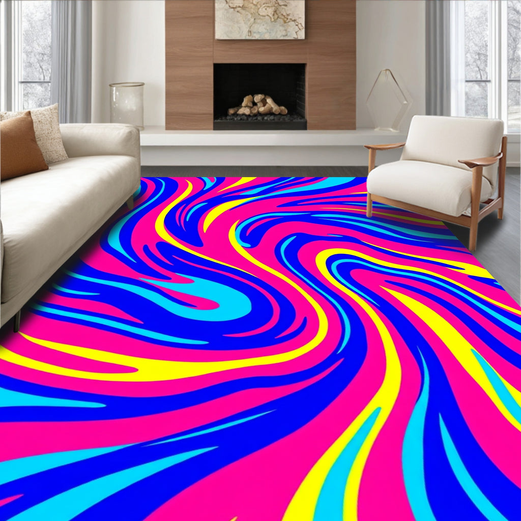 Vivid Swirling Abstract Pattern Rug
