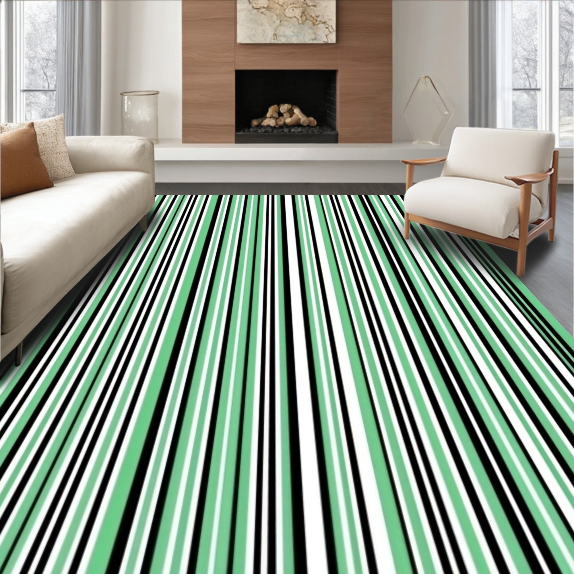 Mint Stripe Pattern Rug