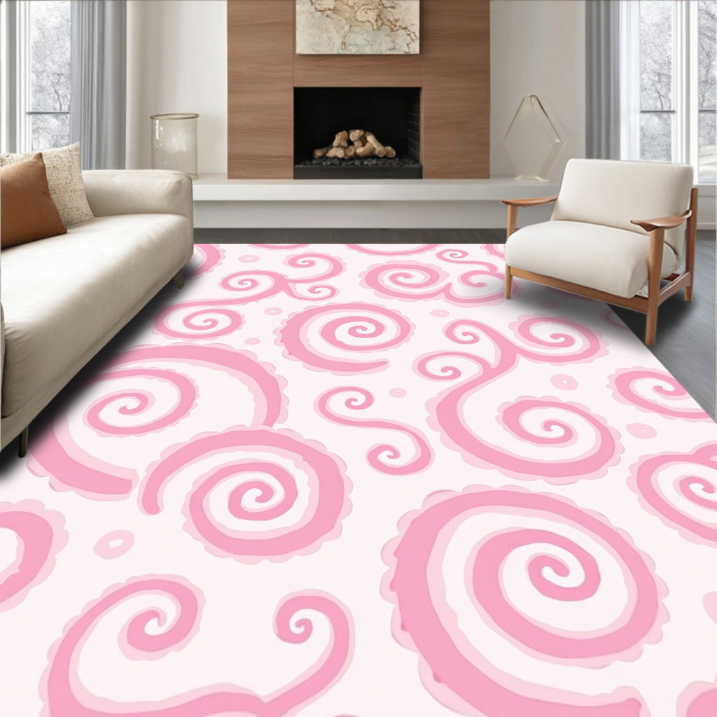 Pink Swirl Pastel Pattern Design Rug