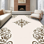Elegant Floral Scrollwork Border Rug