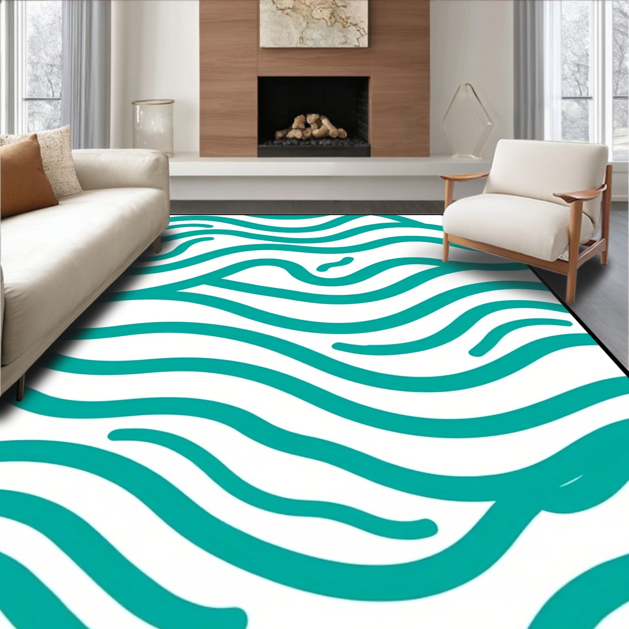 Oceanic Wave Pattern Rug