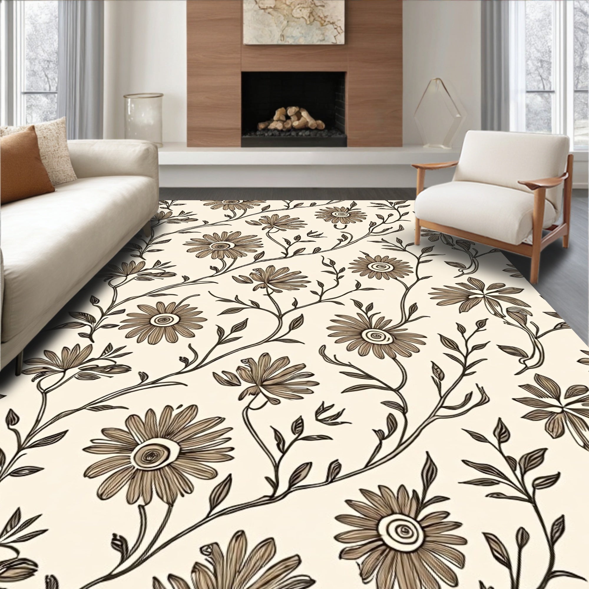 Delicate Daisy Vine Pattern Rug