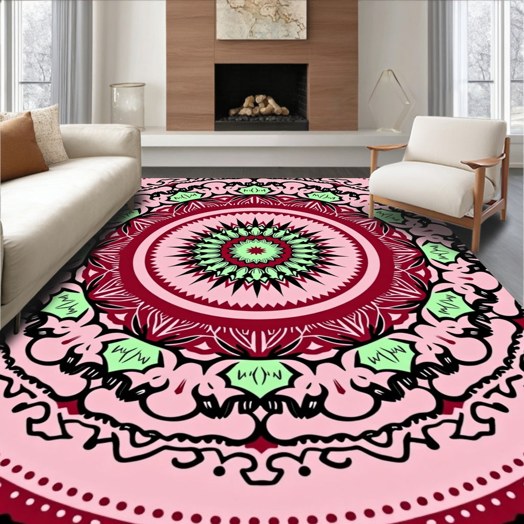 Mandala Floral Patterned Textile Design Rug