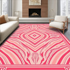 Pink Red Symmetrical Swirl Design Rug