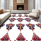 Regal Red Blue Gold Medallion Design Rug