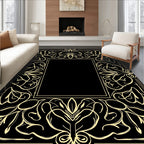Ornate Floral Scrollwork Accent Frame Rug