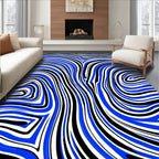 Bold Blue Black Swirl Pattern Rug