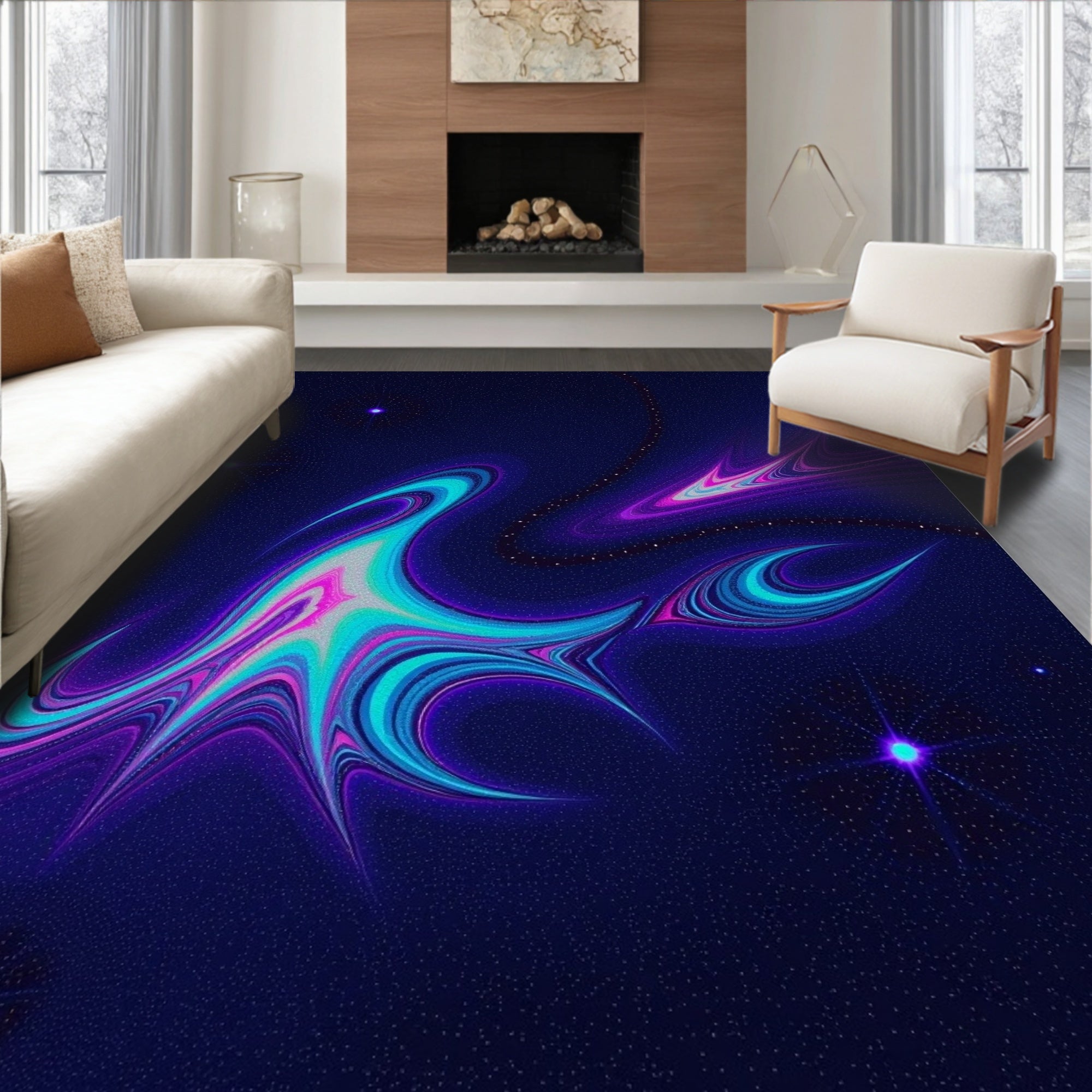 Cosmic Swirl Nebula Abstract Pattern Rug