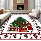 Festive Christmas Tree Santa Patterned Rug