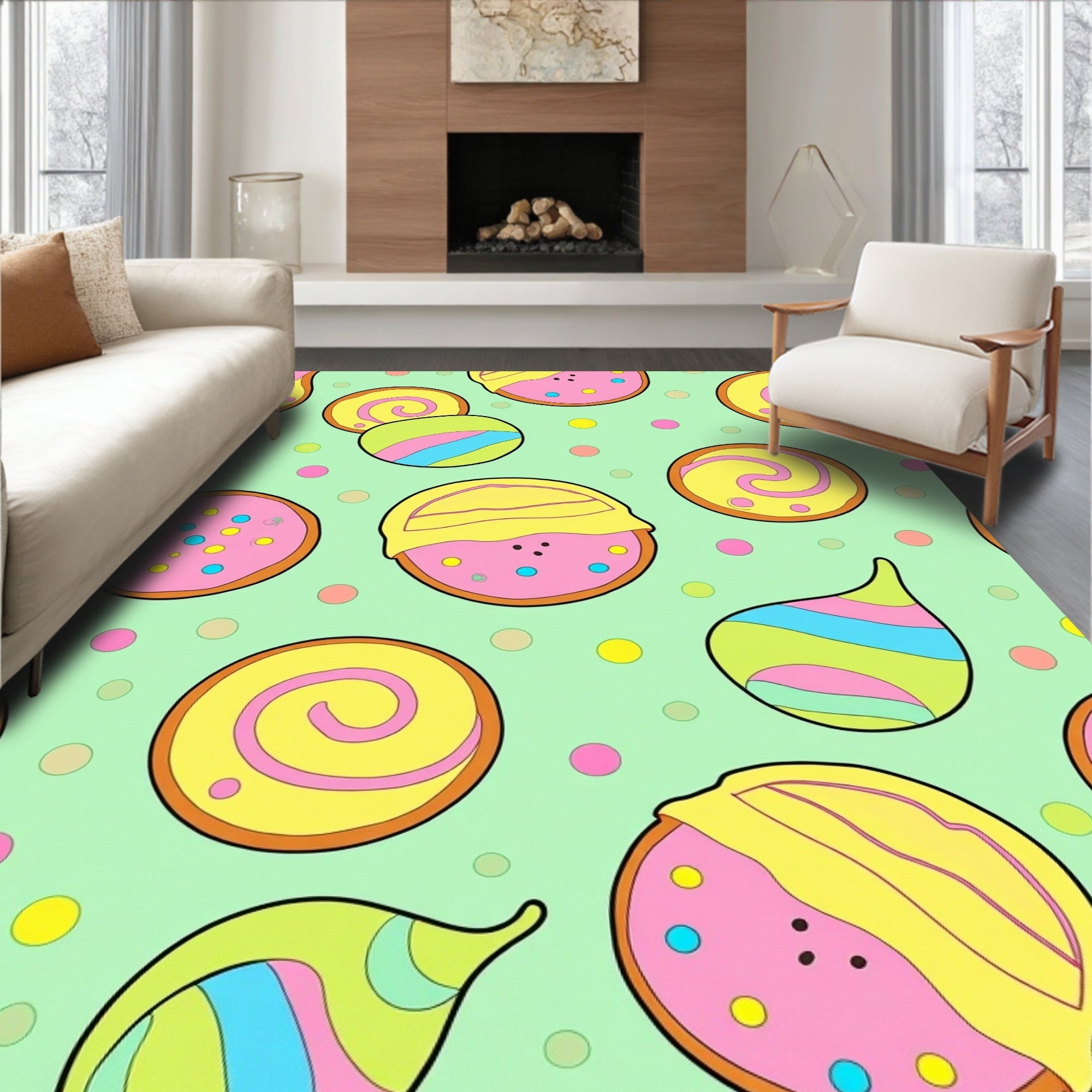 Sweet Swirl Cookie Polka Dot Pattern Rug