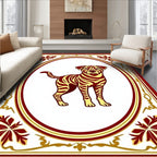 Canine With Burgundy Gold Border Rug