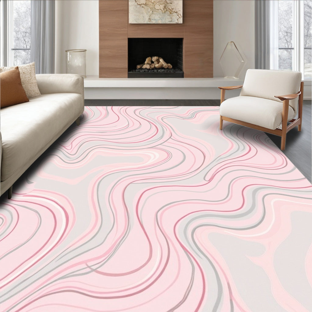 Soft Pink Marble Swirl Pattern Rug